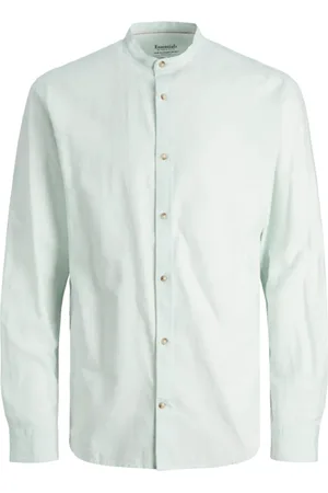 JACK & JONES Camisa manga larga 12248385 JJESUMMER BAND LINEN BLEND SHIRT LS SN SOOTHING SEA para hombre
