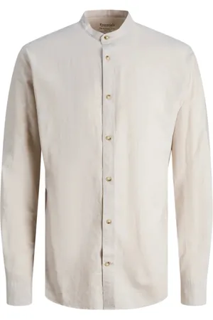 JACK & JONES Camisa manga larga 12248385 JJESUMMER BAND LINEN BLEND SHIRT LS SN CROCKERY para hombre