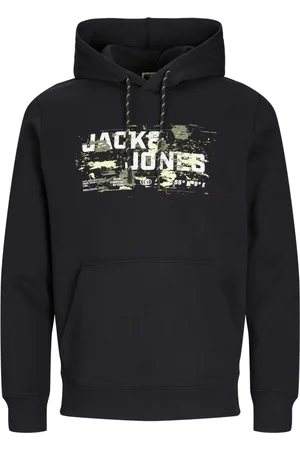 JACK & JONES Jersey 12261670 JCOOUTDOOR LOGO SWEAT HOOD SN BLACK para hombre