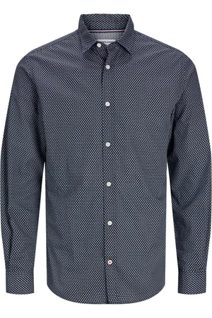 JACK & JONES Camisa manga larga 12261090 JJMATHEO PRINT DETAIL SHIRT LS BLACK para hombre