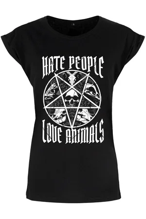 Grindstore Camiseta manga larga Hate People Love Animals para mujer