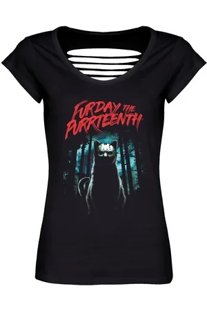 Grindstore Camiseta manga larga Furday The Purrteenth para mujer