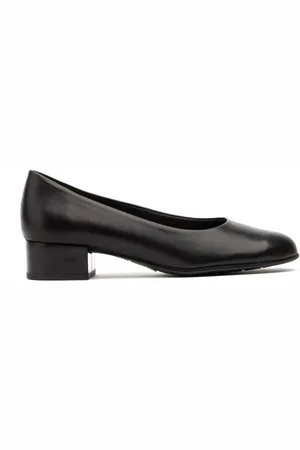 Cbp - Conbuenpie Zapatos de tacón Zapatos Salones negros de piel con tacón bajo para mujer