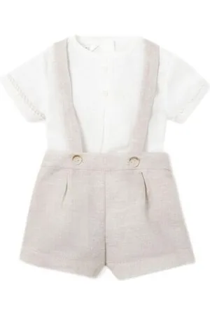 Mayoral Conjunto 1217 Conjunto 2 piezas tirantes lino Crudo para niño