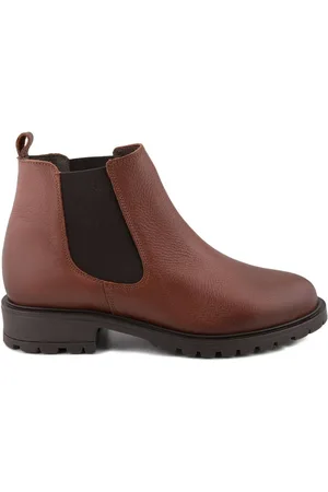 CASUAL Botines Botines de tacón de piel marrones para mujer