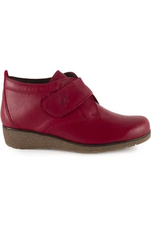 Pie De Angel Zapatos de tacón Botines Clásicos de piel rojos con velcro para mujer