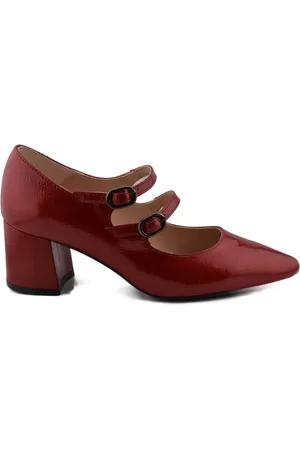 Classyco Zapatos de tacón Zapatos Salones de piel rojos con correas para mujer
