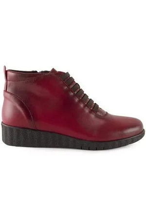 Chamby Botines Botines rojos de piel con cuña para mujer