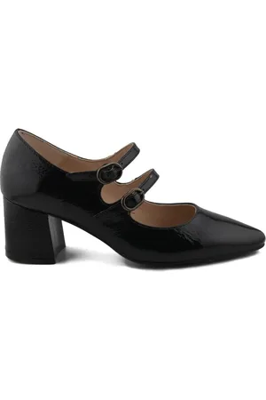 Classyco Zapatos de tacón Zapatos Salones de piel negros con correas para mujer
