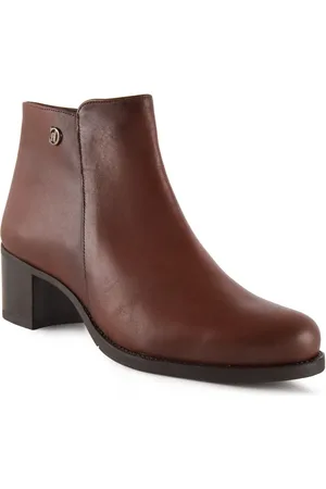 Chamby Botines Botines de Piel marrones con tacón para mujer