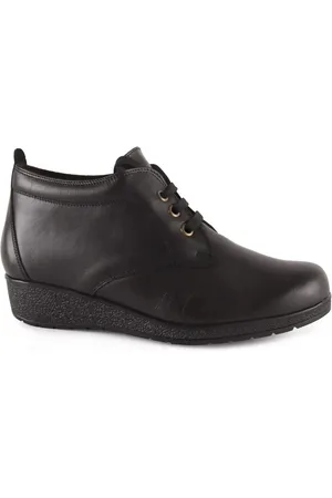 Pie De Angel Zapatos de tacón Botines Clásicos de piel negros con cordones para mujer