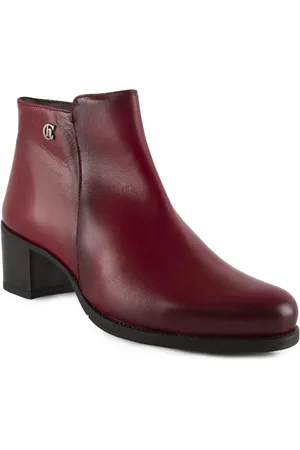 Chamby Botines Botines de Piel rojos con tacón para mujer