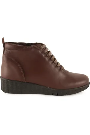 Chamby Botines Botines marrones de piel con cuña para mujer