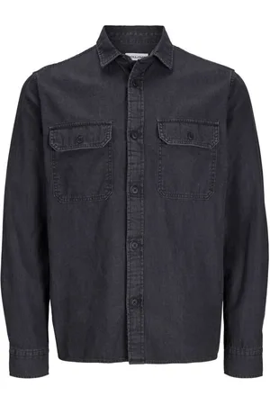 JACK & JONES Camisa manga larga 12269262 TRAVIS-BLACK DENIM para hombre