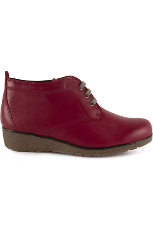 Pie De Angel Zapatos de tacón Botines Clásicos de piel rojos con cordones para mujer