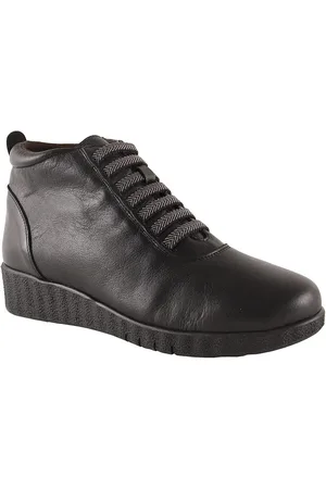 Chamby Botines Botines negros de piel con cuña para mujer