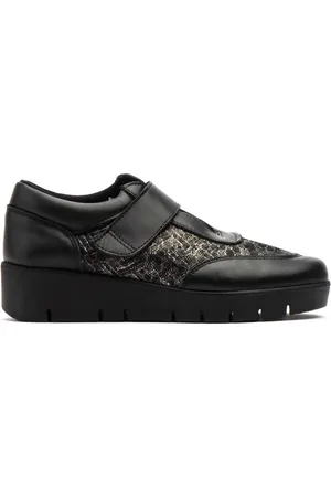 Cbp - Conbuenpie Zapatos de tacón Zapatos Confort con cuña negros de piel para mujer