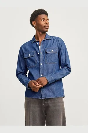 JACK & JONES Camisa manga larga 12269262 TRAVIS-MEDIUM BLUE DENIM para hombre