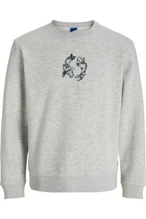 JACK & JONES Jersey 12280883 JORKOI EMB SWEAT C.N FT STYD AW24 PLS LIGHT GREY MELAN para hombre