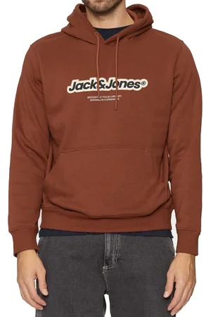 JACK & JONES Jersey 12265766 JORVESTERBRO NEWTON BRANDING SWEAT HOOD BRANDY BROWN para hombre