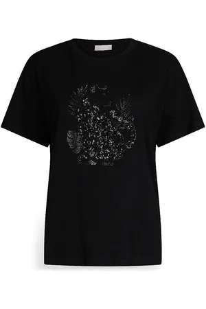 Liu Jo Tops y Camisetas Camiseta de algodón con lentejuelas y strass para mujer