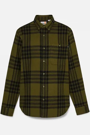 Timberland Camisa manga larga TB0A6V4X MIDWEIGHT FLANNEL CHECK-C681 DARK OLIVE YD para hombre