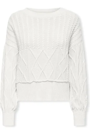 ONLY Jersey Katia Life Loose Cable Knit - Cloud Dancer para mujer