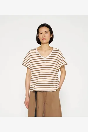 10 days Camiseta Tee Stripes Ecru Cedar Brown para mujer