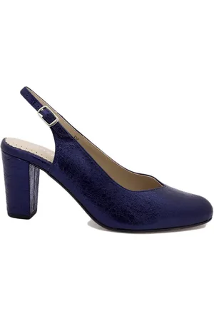 Gasymar Zapatos de tacón Salones destalonados de piel azul para mujer