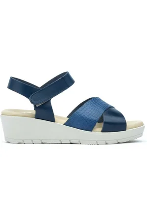 Cbp - Conbuenpie Sandalias Sandalias de mujer azules de piel con cuña by CBP para mujer