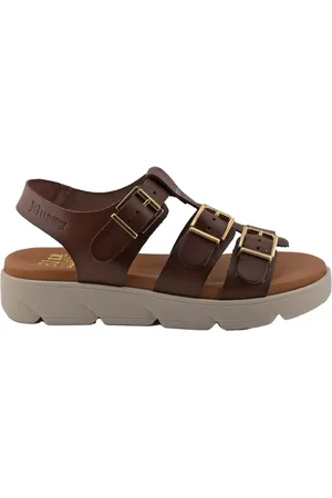 Blusandal Sandalias Sandalias de piel con 3 hebillas para mujer