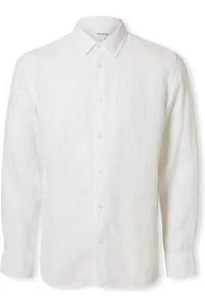 SELECTED Camisa manga larga Regkylian-Linen Shirt - White para hombre