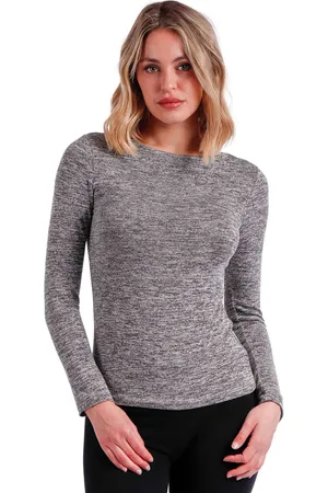 Admas Camiseta manga larga Barca Top de manga larga y cuello barco para mujer