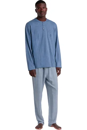 Admas Pijama Classic Spiga Pijama loungewear polo pantalón manga larga para hombre