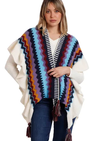 Admas Bufanda Volantes Poncho abierto para mujer