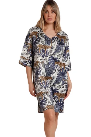 Admas Pijama Luxury Leopard Camisón con mangas de longitud media para mujer