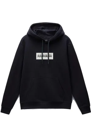 Napapijri Jersey B Box Logo Hoodie Black para hombre