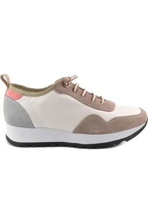 CASUAL Zapatos | Deportivos piel blancas y taupe | Mujer para mujer