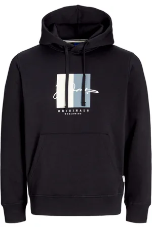 JACK & JONES Jersey 12274585 JORFREDERIKSBERG BOX SCRIPT SWEAT HOOD BLACK para hombre