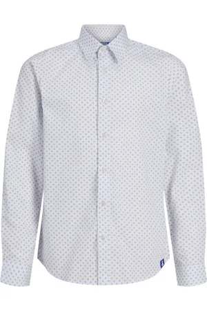 JACK & JONES Camisa manga larga 12268225 JJAXEL PRINT SHIRT LS JNR WHITE para niño