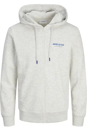 JACK & JONES Jersey 12256847 JJALVIS SWEAT ZIP HOOD WHITE MELANGE para hombre