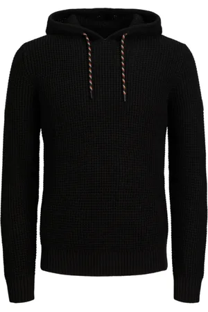 JACK & JONES Jersey 12265758 JJLIAM KNIT HOODIE PLS BLACK para hombre