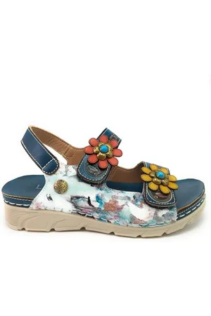 LAURA VITA Sandalias SANDALIA DORRY-16 PIEL FLOREADA para mujer