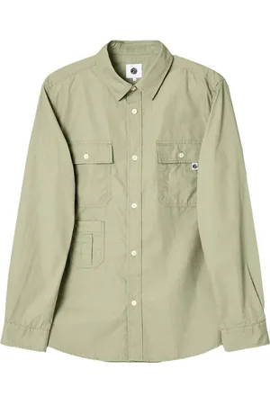Pretty Green Camisa manga larga Brentwood Shirt Green para hombre