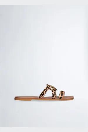 Liu Jo Sandalias Chanclas planas de piel de potro para mujer