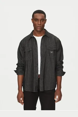Guess Camisa manga larga M5RH56 D5M91-BL4O BLACK OVERDYE para hombre