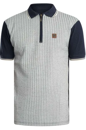 TROJAN Polo Polo con panel de pata de gallo texturizado para hombre