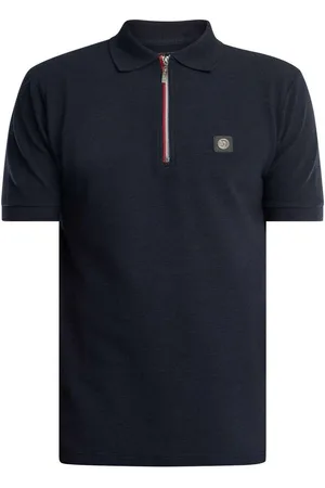 TROJAN Polo Polo con cremallera y ribete cromado otomano para hombre