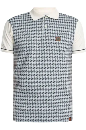 TROJAN Polo Polo con panel de jacquard en diagonal para hombre