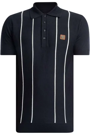 TROJAN Polo Polo de punto fino con rayas en relieve para hombre